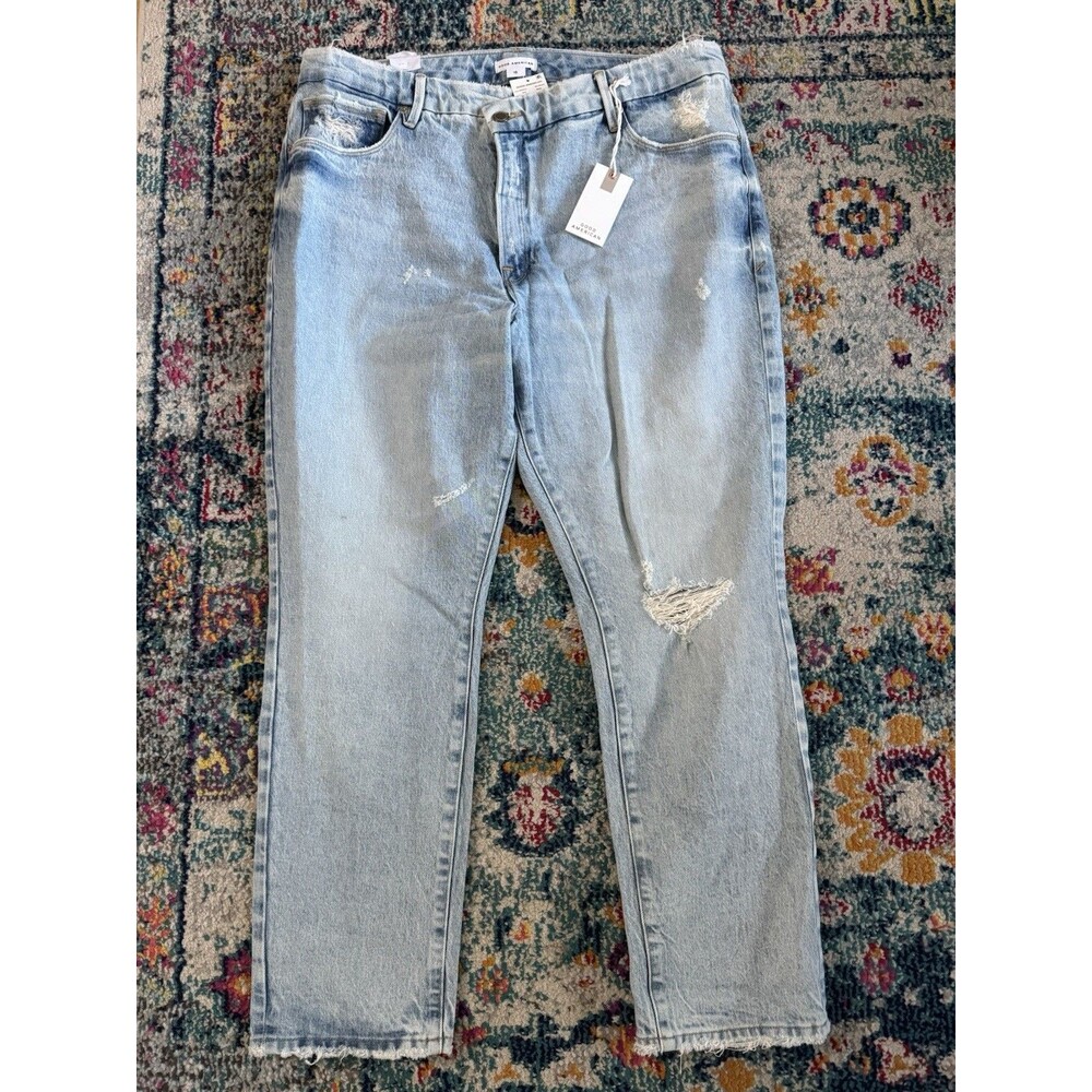 NEW Good American Good Classic‎ Crossover Waist Jeans Light Blue Size 15